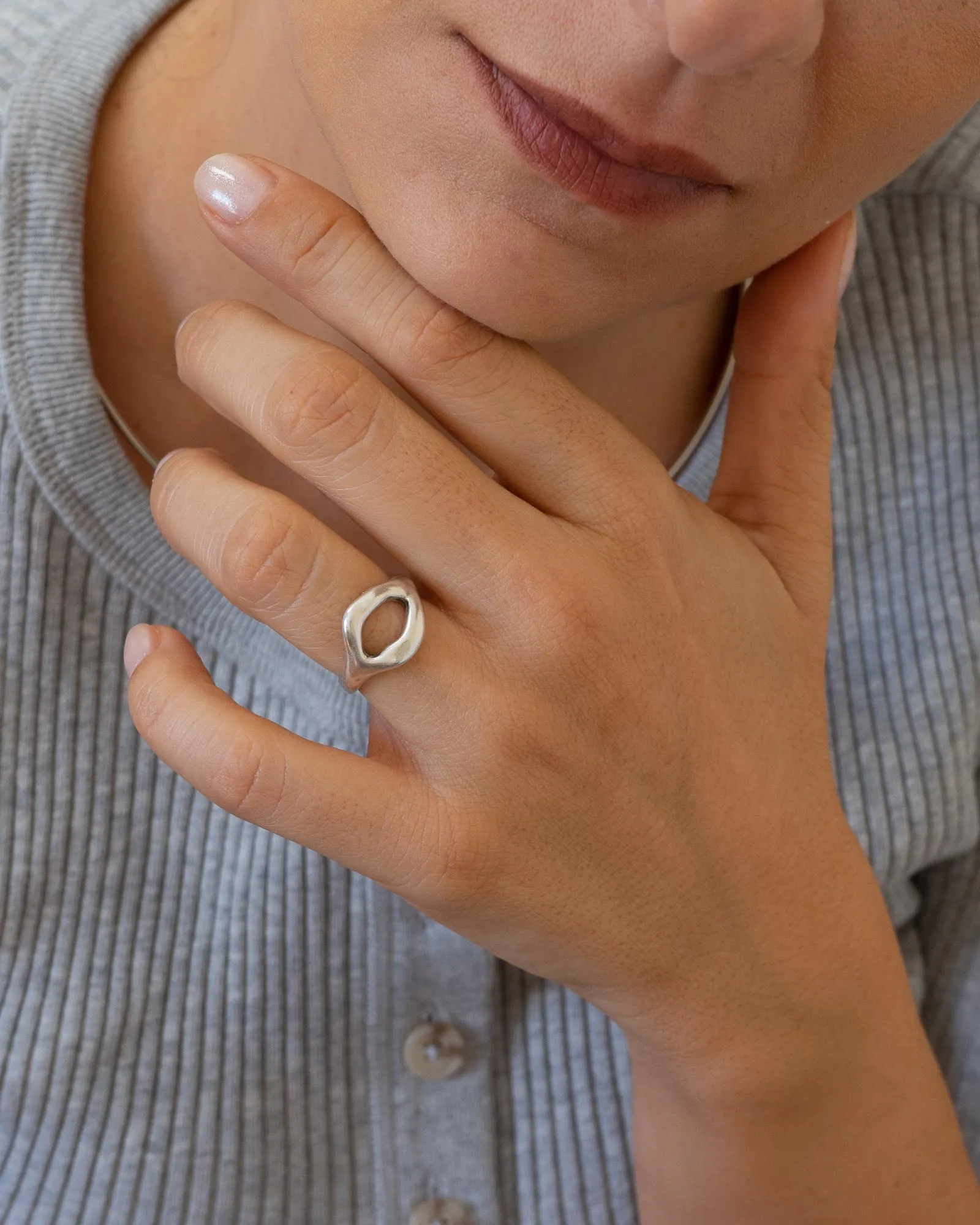 Silver Soft Asymmetric Ring