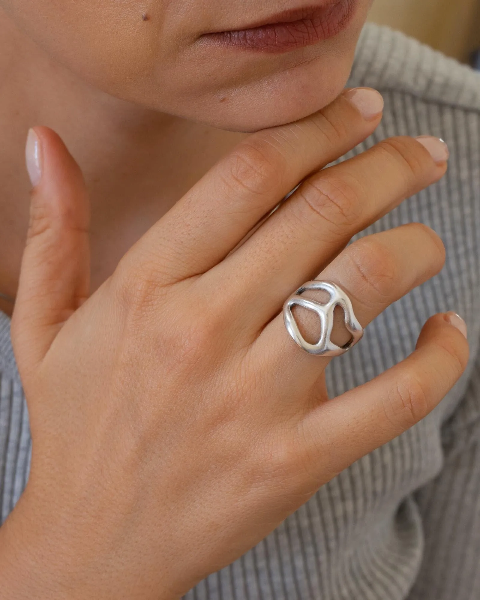 Silver Soft Asymmetric Ring