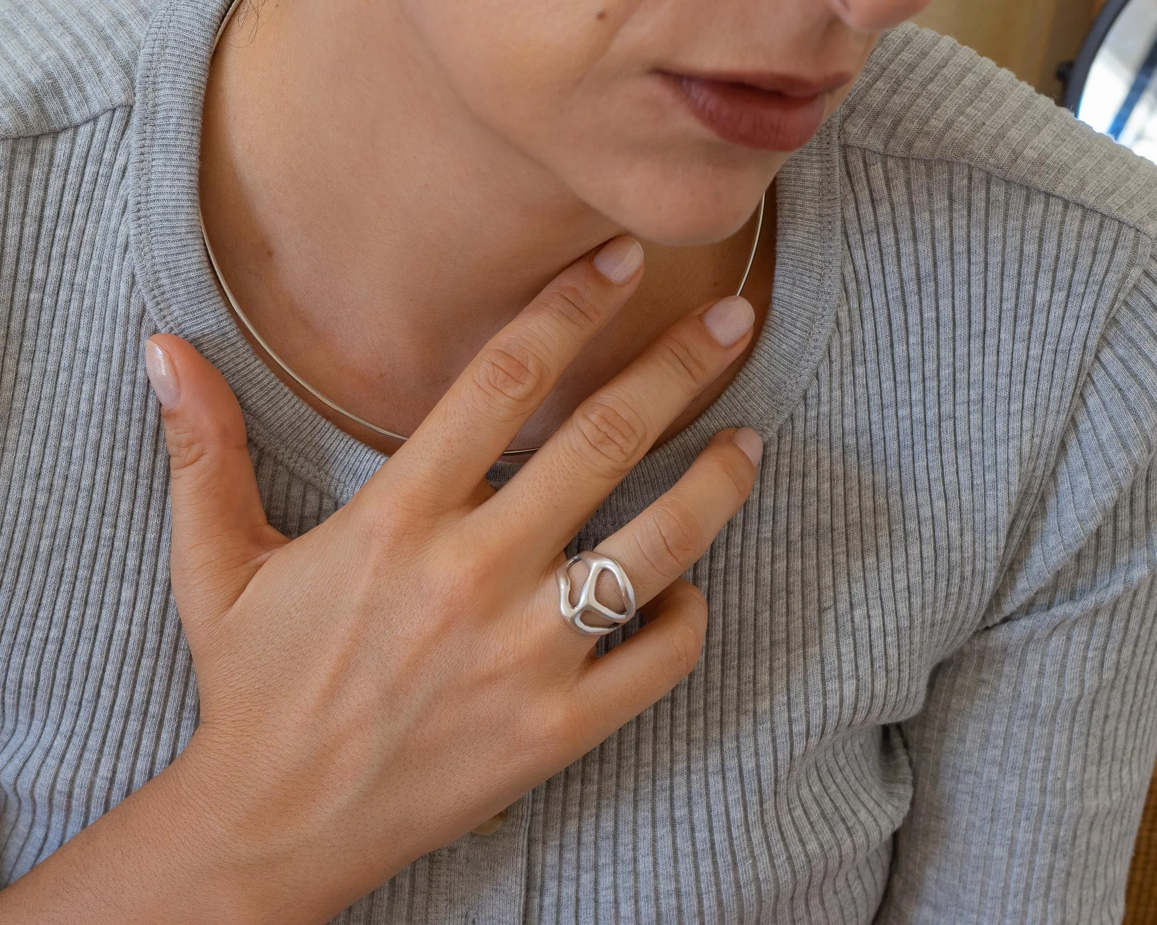 Silver Soft Asymmetric Ring