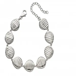 Silver  Swirl Shell Pattern Pebble Bracelet B5223