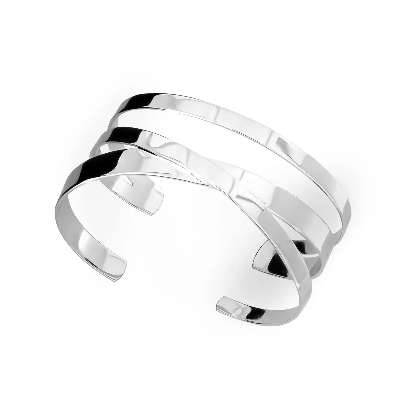 Silver Three-Strand Crossover Cuff Bangle