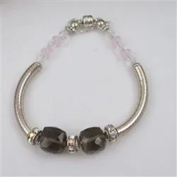 Smokey Crystal Cube and Bangle  Bracelet