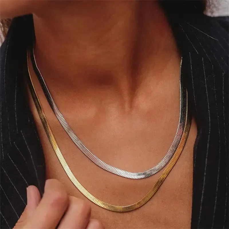 Stainless Steel Herringbone Necklace