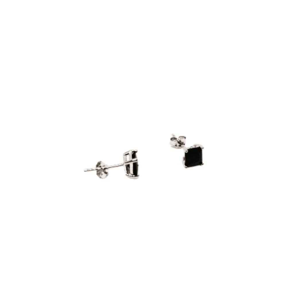 Sterling Silver Black Cubic Zirconia Stud Earrings