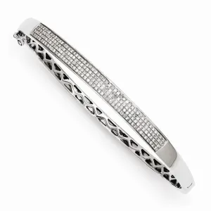 Sterling Silver Diamond Hinged Bangle Bracelet