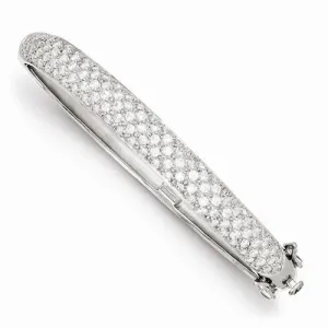 Sterling Silver Hinged Cz Bangle Bracelet