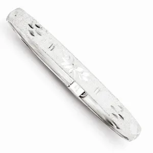 Sterling Silver Laser & Diamond-Cut Flexible Bangle Bracelet