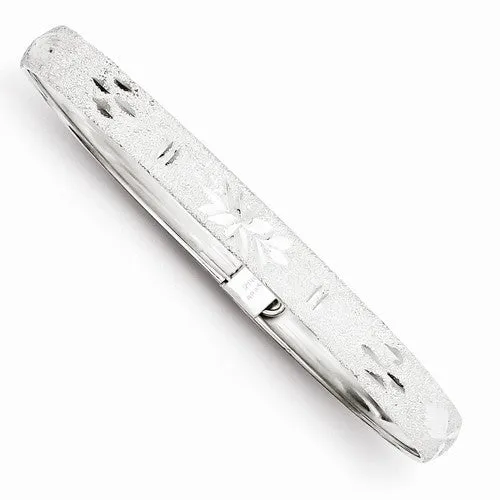 Sterling Silver Laser & Diamond-Cut Flexible Bangle Bracelet