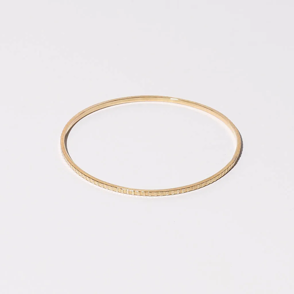 Thin or Medium Ridge Bangle Bracelet - Brass