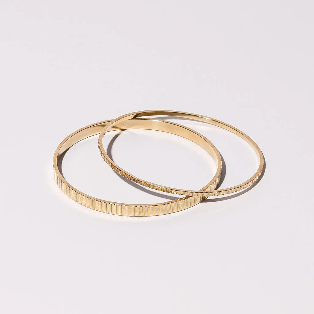 Thin or Medium Ridge Bangle Bracelet - Brass