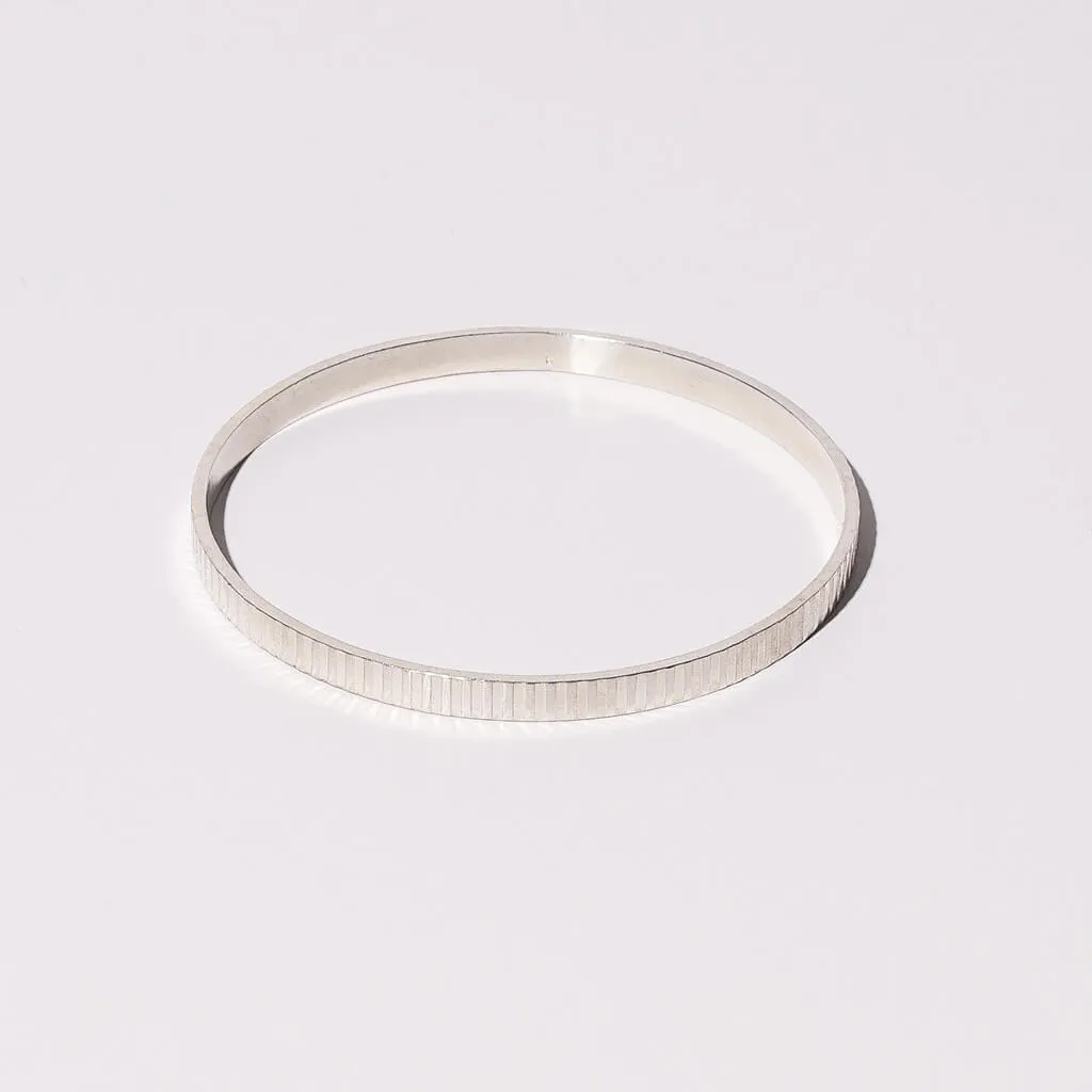 Thin or Medium Ridge Bangle Bracelet - Sterling Silver