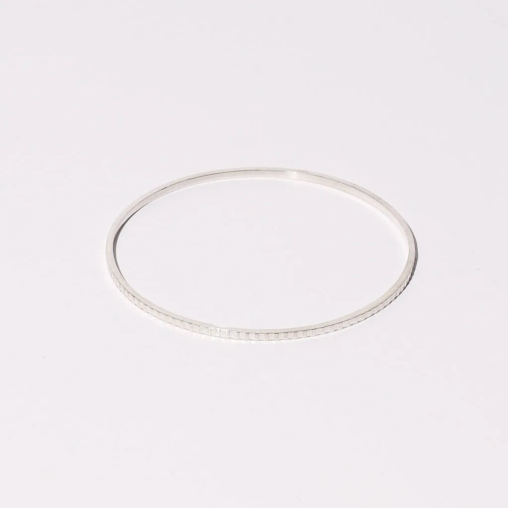 Thin or Medium Ridge Bangle Bracelet - Sterling Silver