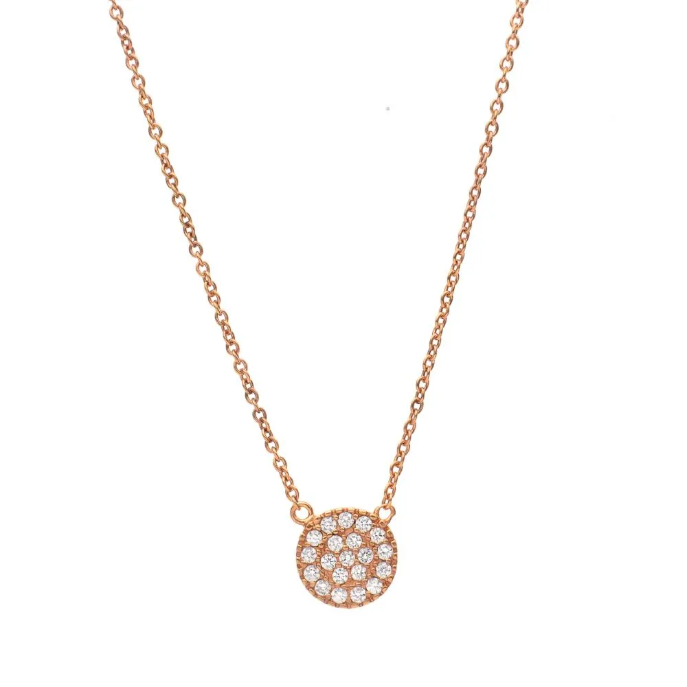 TINY DISC NECKLACE, ROSE GOLD