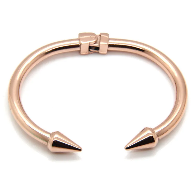 Top Quality Stainless Steel Jewelry Conical Arrows Bracelets & Bangles Wholesale 18K Gold Cone Nail Cuff Bracelet For Women