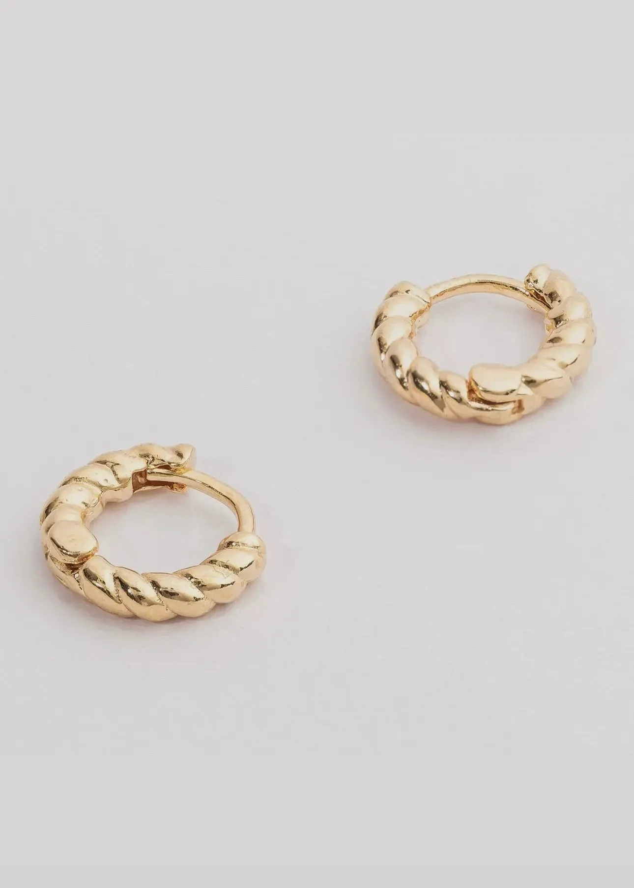 Twisted Rope 18 Karat Gold Dipped Huggie Earrings