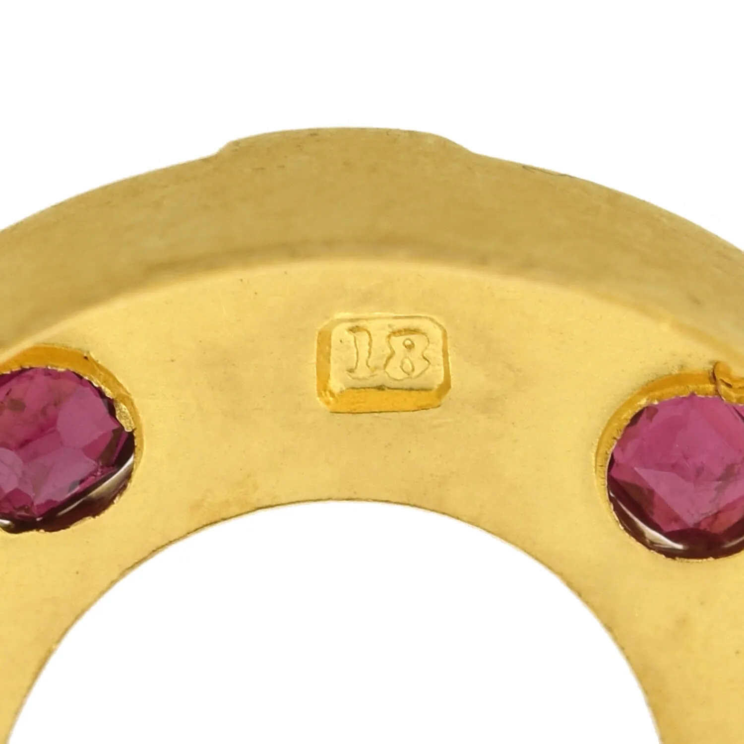 Victorian 18kt Diamond   Natural Ruby Horseshoe Bangle Bracelet