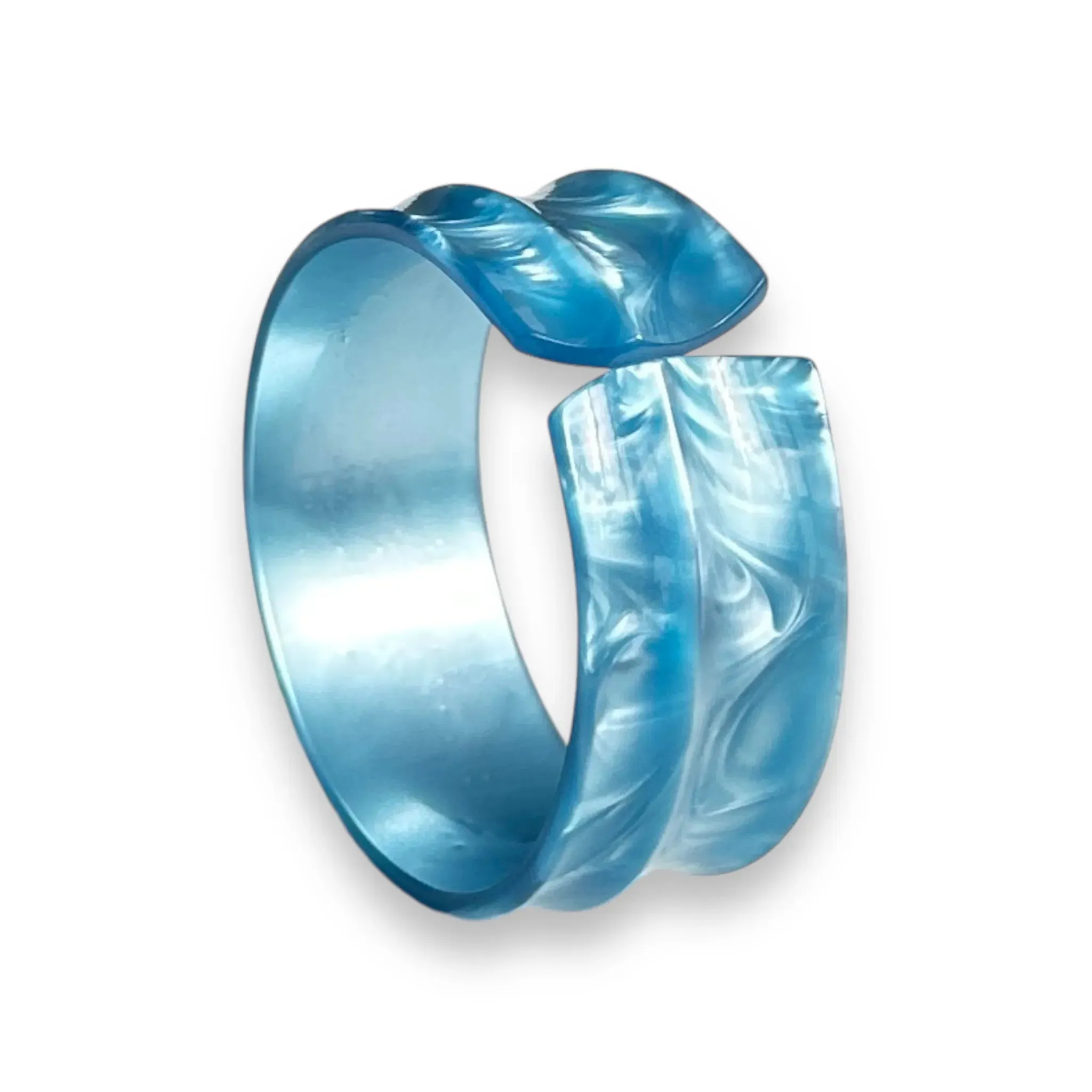 Vintage Blue Moonglow Lucite Bangle: A Celestial Statement Piece