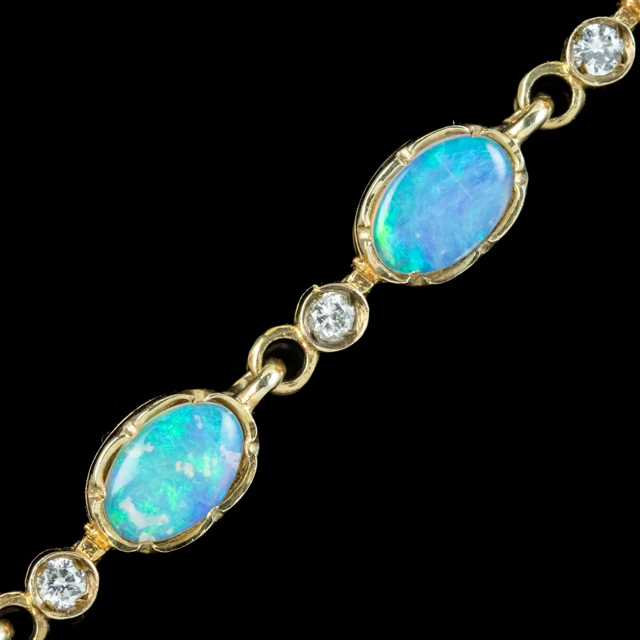 Vintage Opal Diamond Bracelet 9ct Gold Dated 1987