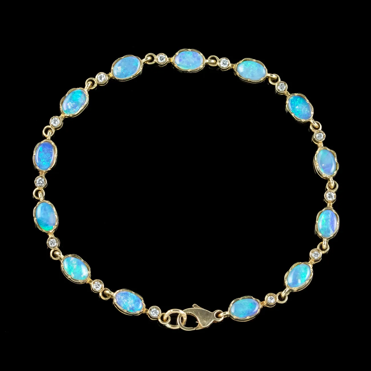 Vintage Opal Diamond Bracelet 9ct Gold Dated 1987