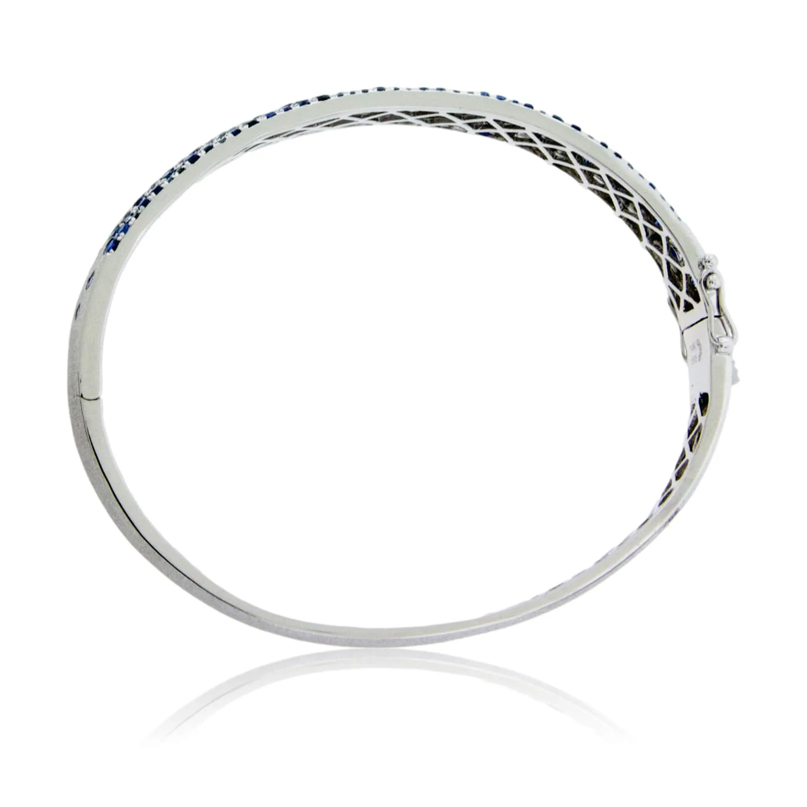 White Gold Satin Finish Flush Set Sapphire Bracelet