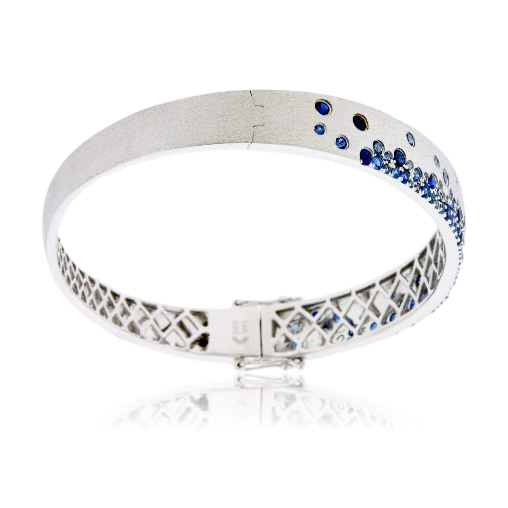 White Gold Satin Finish Flush Set Sapphire Bracelet