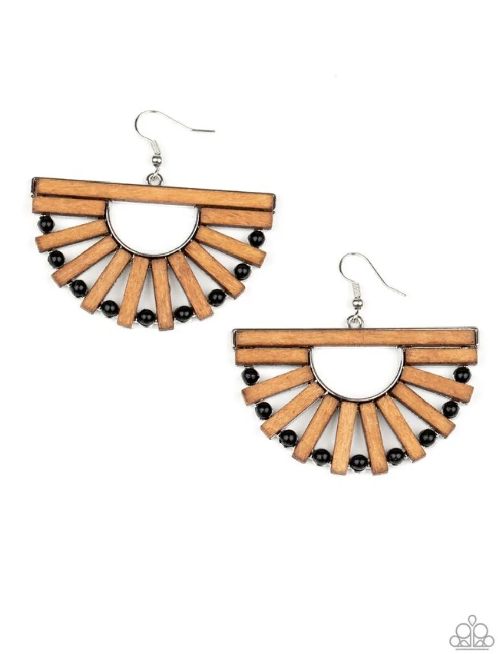 Wooden Wonderland - Black Earrings - Paparazzi Accessories