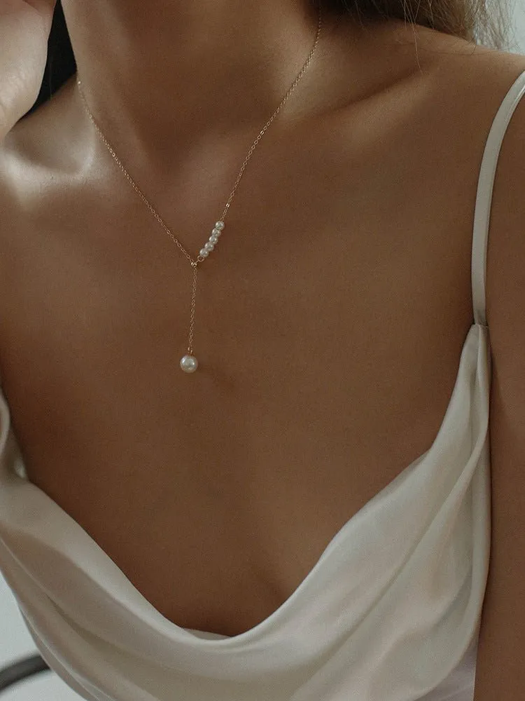 Y-chain Pearl Pendant Necklace