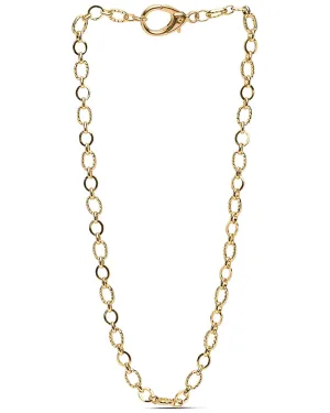 Yellow Gold Textured Chain Link Necklace